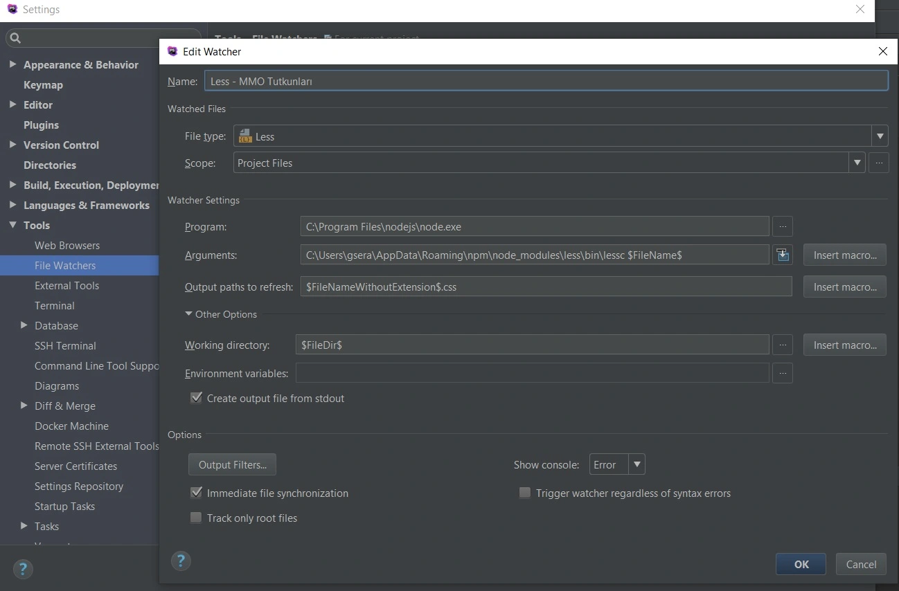 PhpStorm File Watchers Tanımlama.jpg